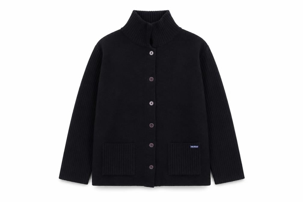 Ciel Ocean Women Black XL Merino Wool Blend Button Cardigan