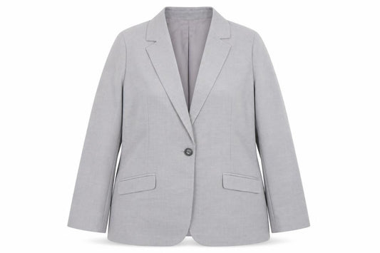 Primark Women's Grey Blazer Size 12 Regular Fit Single-Breasted Jacket