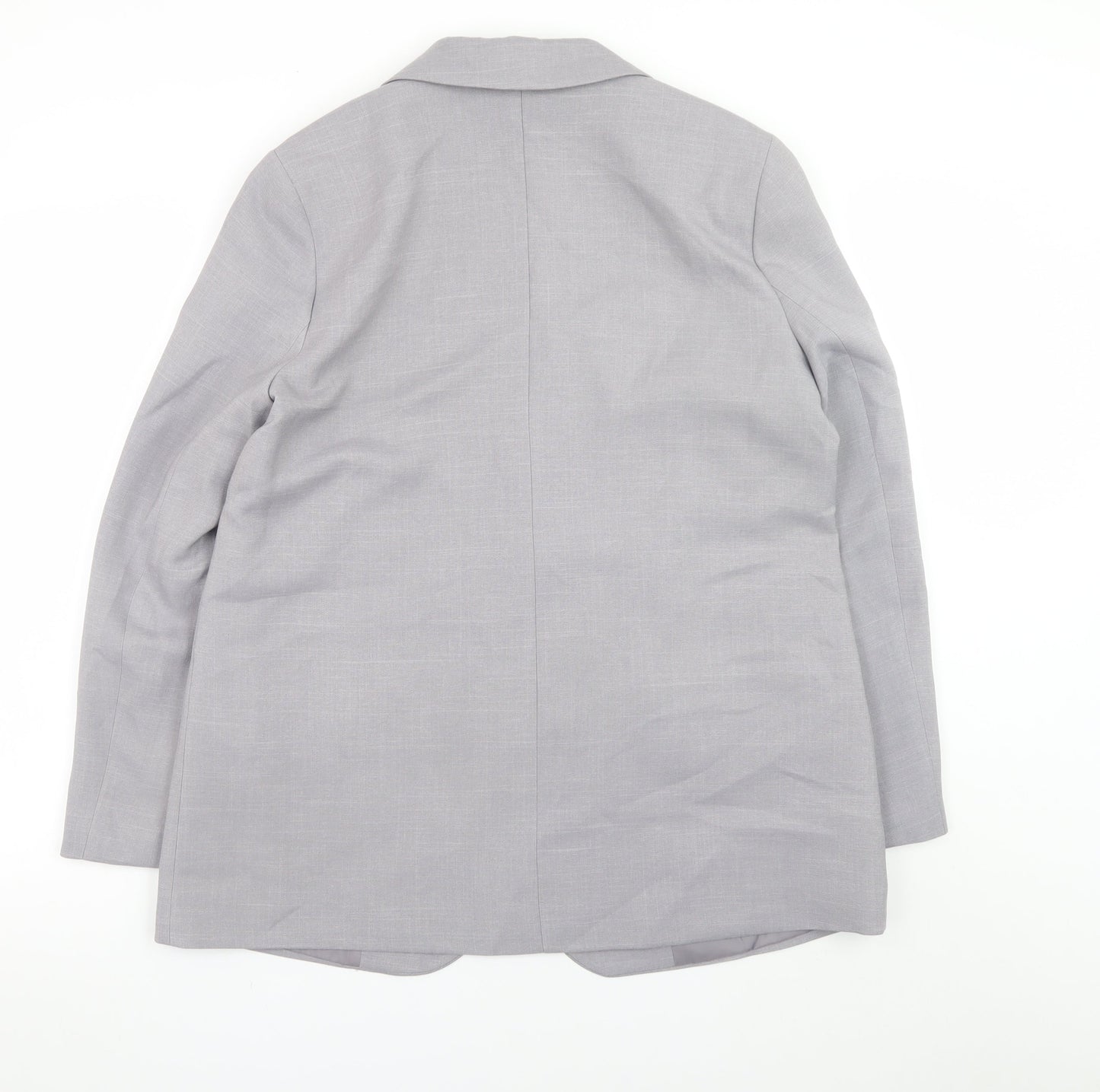 Primark Women's Grey Blazer Size 12 Regular Fit Single-Breasted Jacket