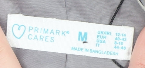 Primark Women's Grey Blazer Size 12 Regular Fit Single-Breasted Jacket