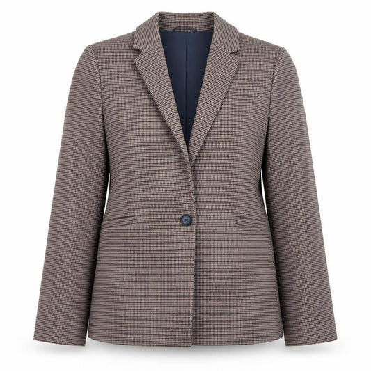 Hobbs Women’s Brown Check Blazer UK 8 Classic Lined Mid-Length Jacket