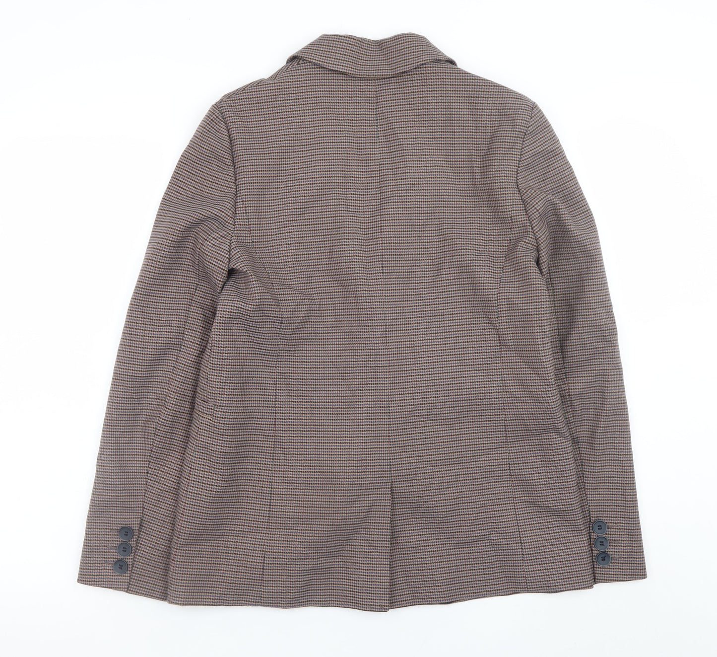 Hobbs Women’s Brown Check Blazer UK 8 Classic Lined Mid-Length Jacket