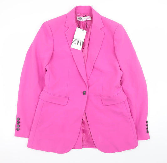 ZARA Womens Pink Slim Fit Blazer Jacket Size S Smart Workwear