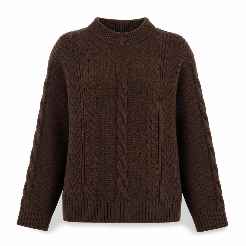 Next Women's Brown Cable-Knit Crew Neck Jumper Size 12