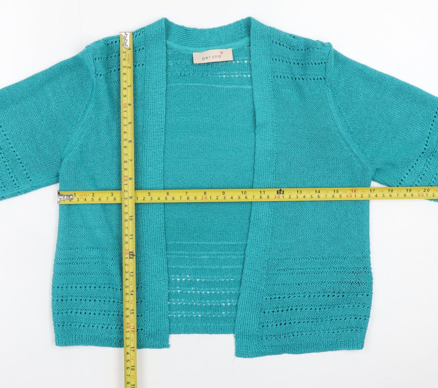 Marks and Spencer Women’s Blue Open Knit 3/4 Sleeve Cardigan UK 8