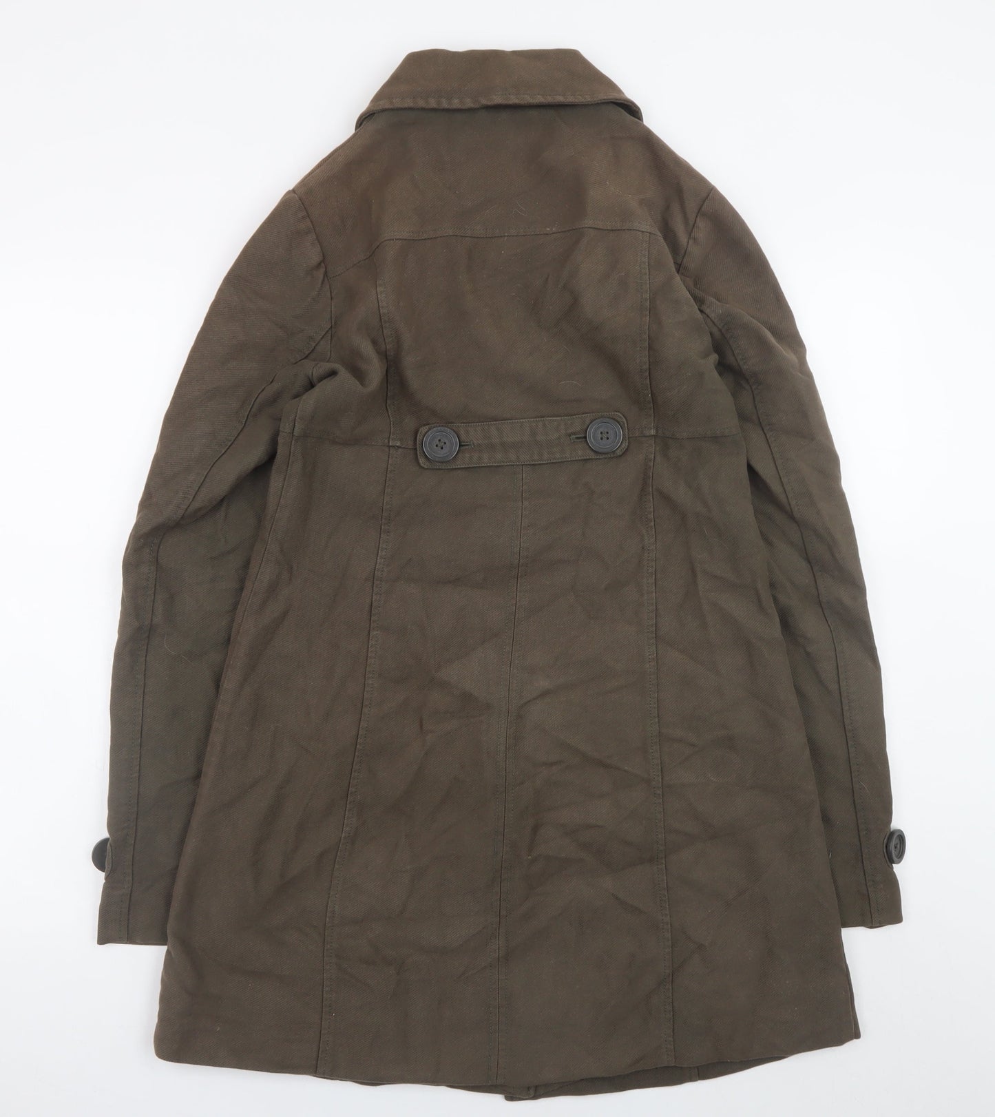 White Stuff Women's Brown Cotton Trench Coat Size 8 Long Sleeve