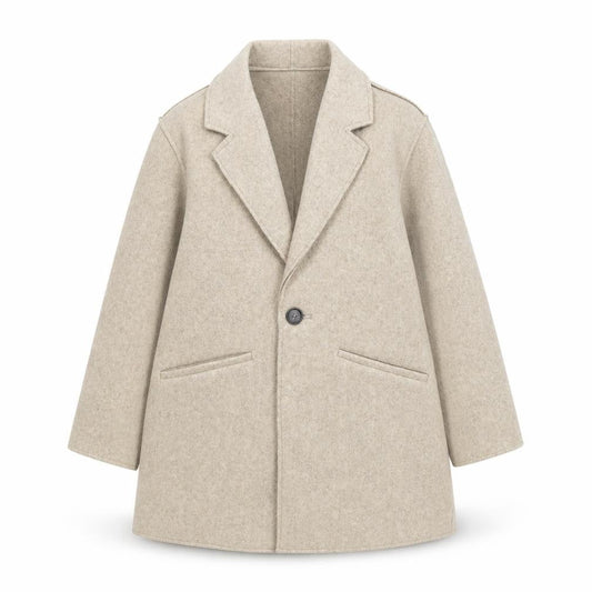 Mango Girls Beige Mid-Length Wool-Look Coat 8-9 Years Single-Breasted