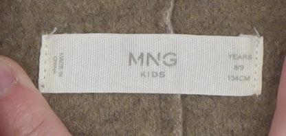 Additional view of Mango girls’ beige mid-length wool-look coat 8-9 years single-breasted