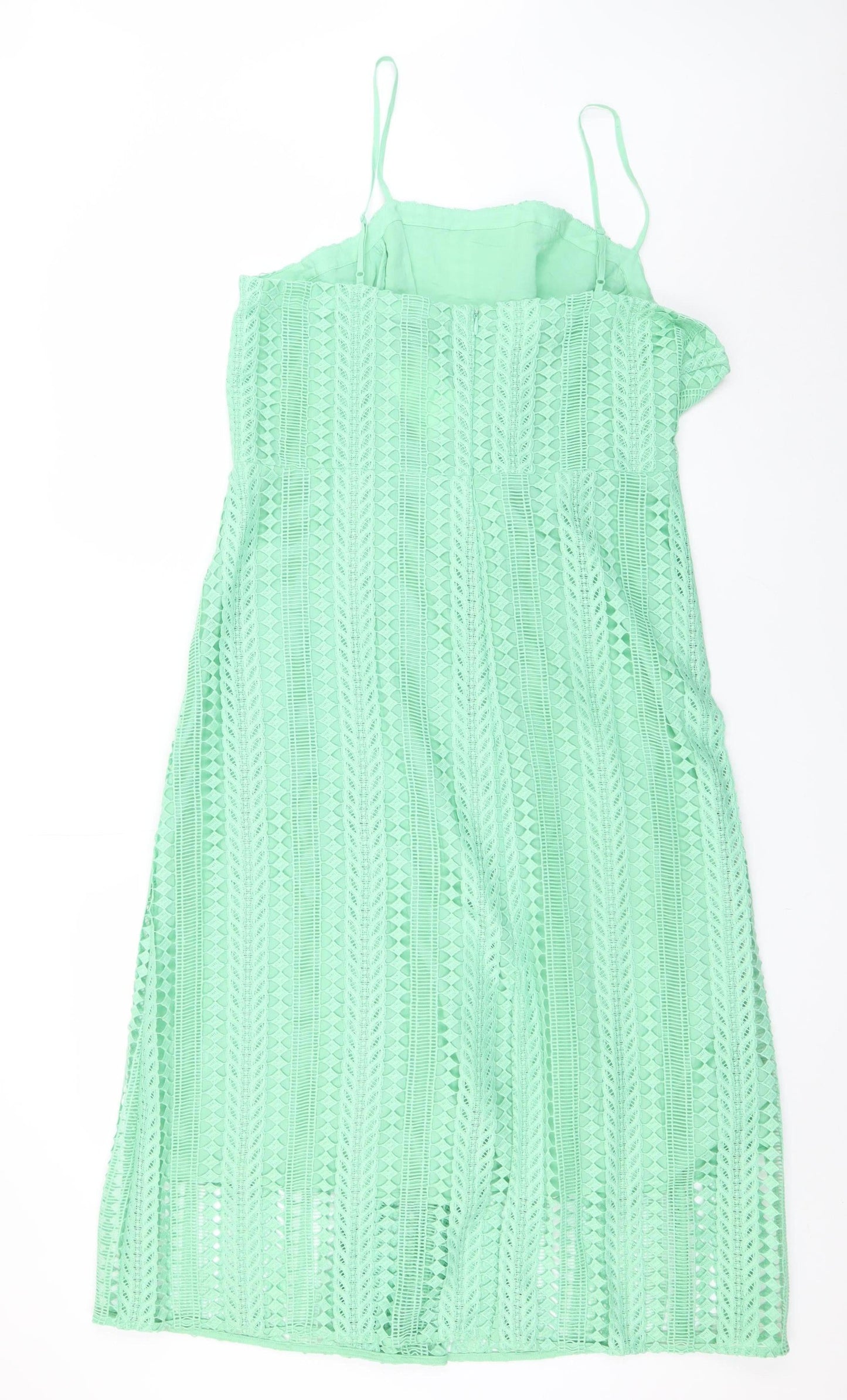 Marks and Spencer Women Green Lace Midi Slip Dress Size 18