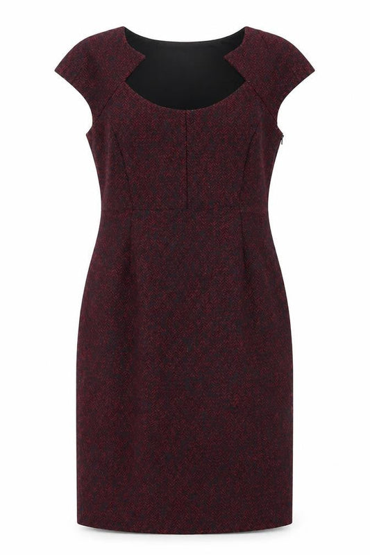 L.K. Bennett Women's Red Wool Blend Herringbone Sheath Dress Size 10