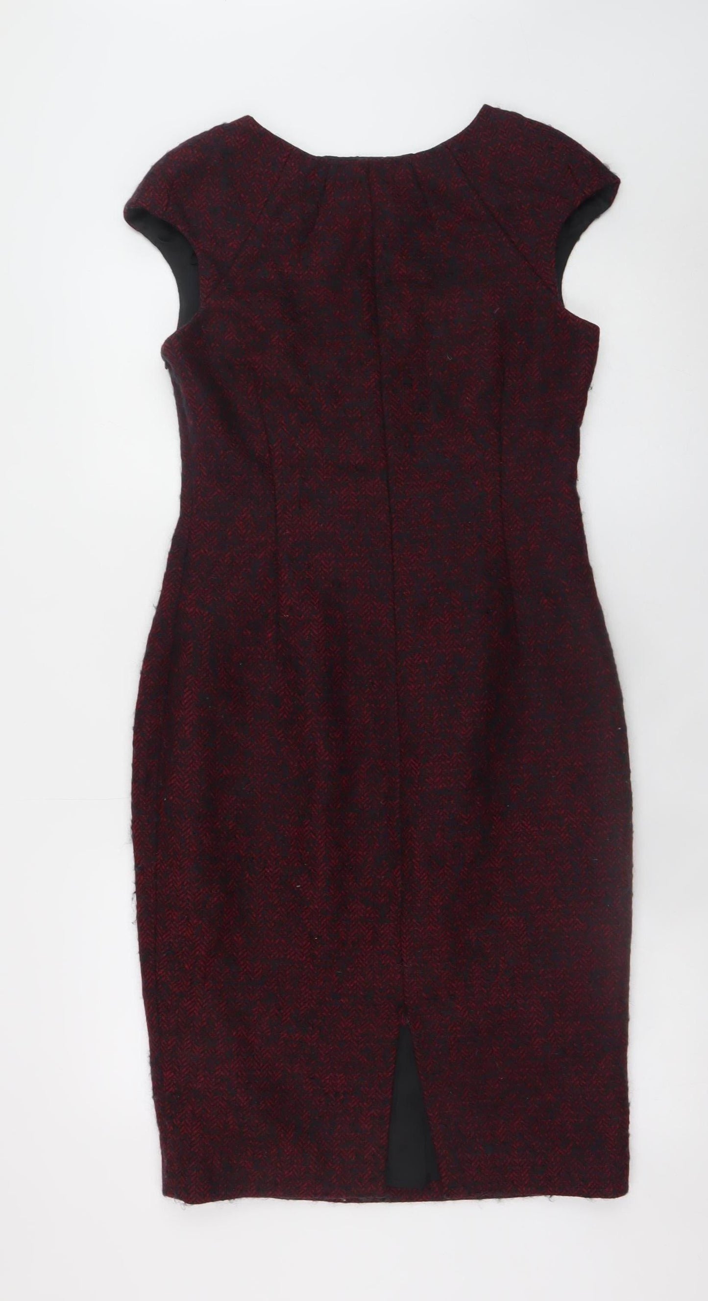 L.K. Bennett Women's Red Wool Blend Herringbone Sheath Dress Size 10