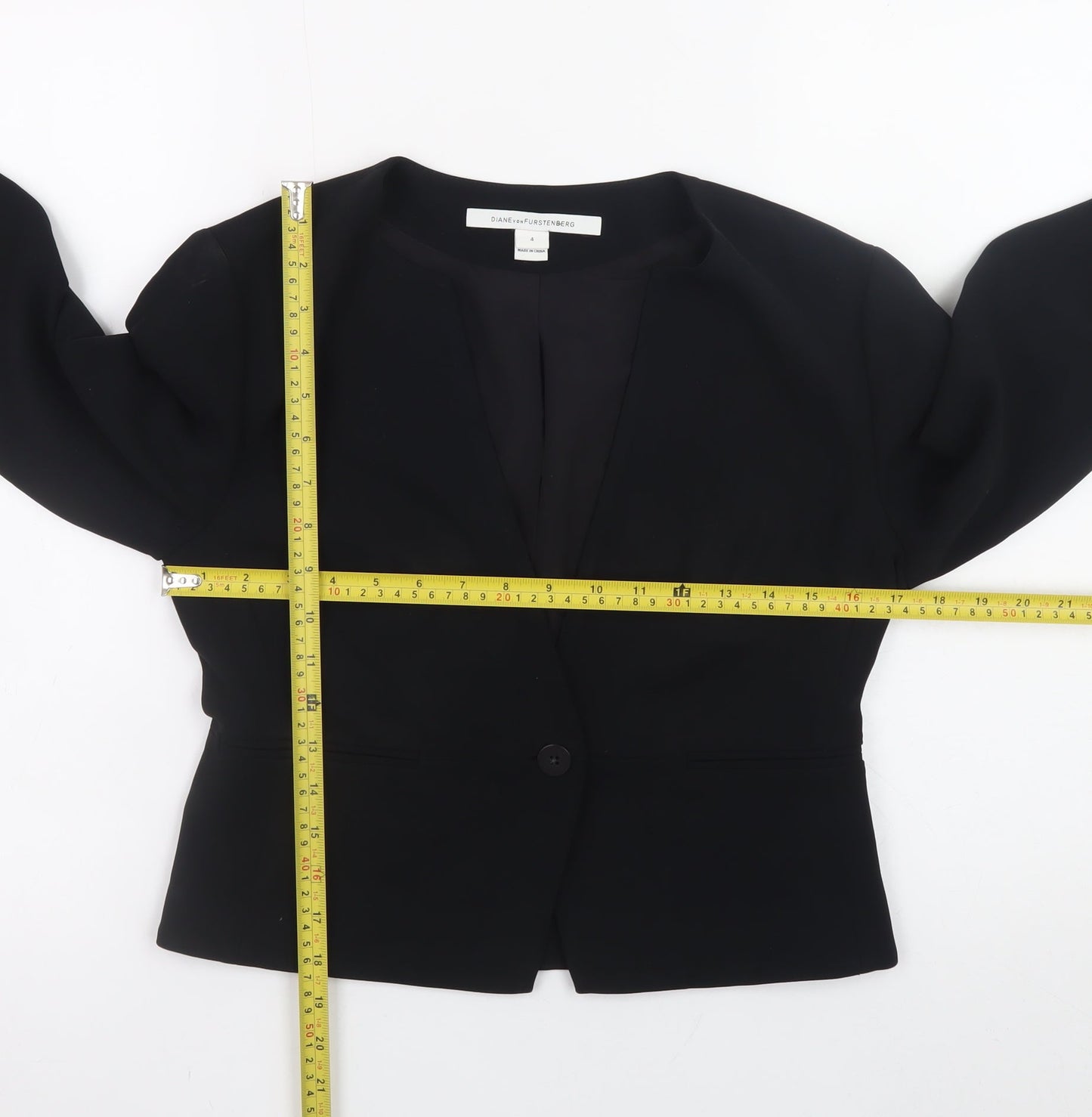 Diane von Furstenberg Womens Black Blazer Size 8 Work Jacket