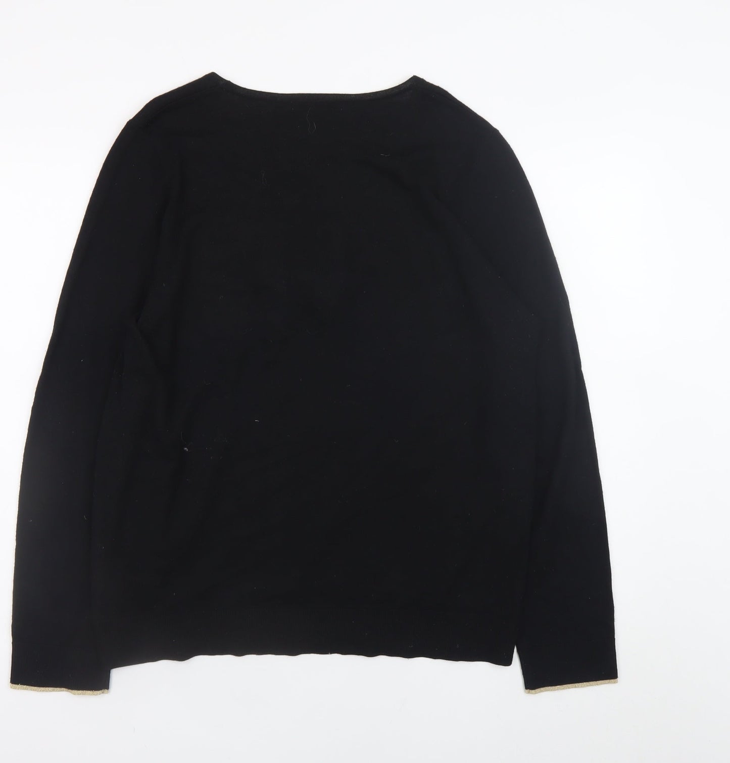 Oliver Bonas Womens Black L Crew Neck Pullover Jumper with Gold H
