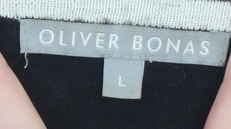 Oliver Bonas Womens Black L Crew Neck Pullover Jumper with Gold H