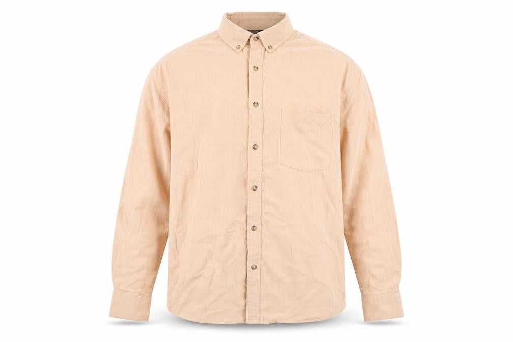 ASOS DESIGN Men's Beige Corduroy Button-Down Shirt Size M
