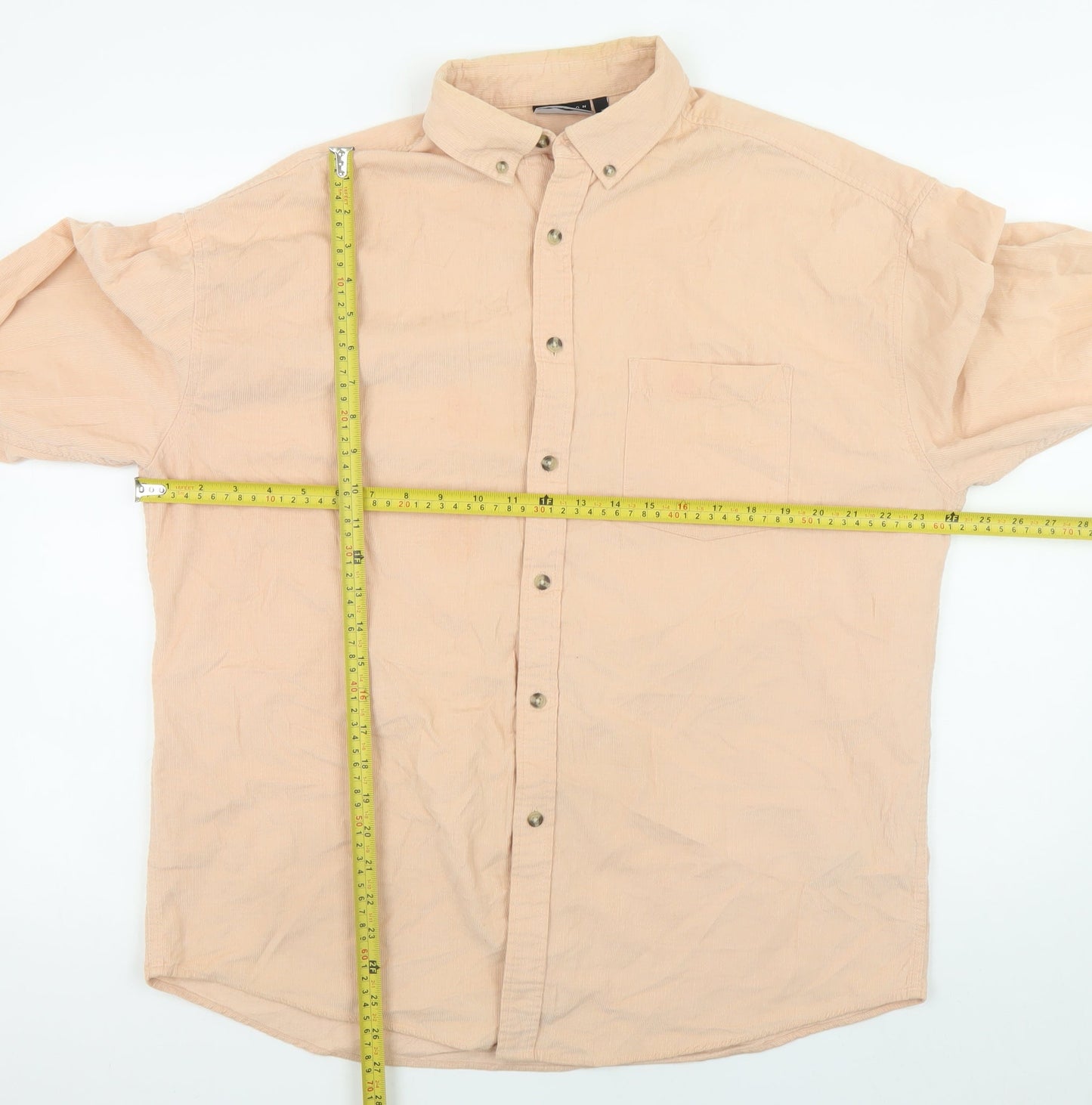 ASOS DESIGN Men's Beige Corduroy Button-Down Shirt Size M
