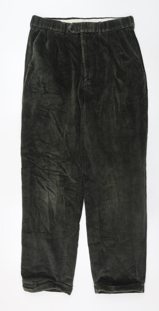 Marks and Spencer Men’s Green Corduroy Trousers 32W 33L Retro Style