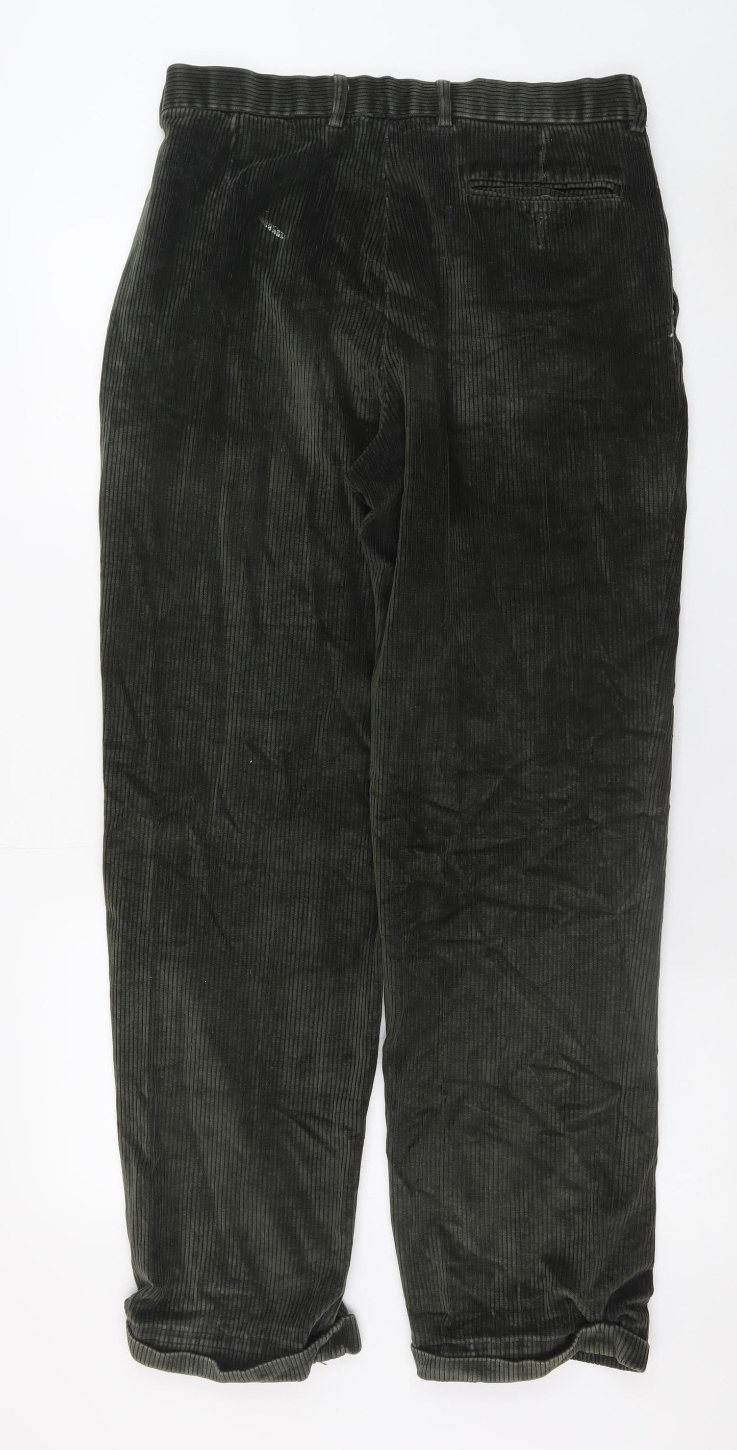 Marks and Spencer Men’s Green Corduroy Trousers 32W 33L Retro Style