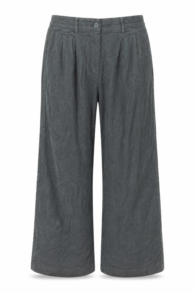 White Stuff Grey Wide-Leg Corduroy Trousers L Unisex