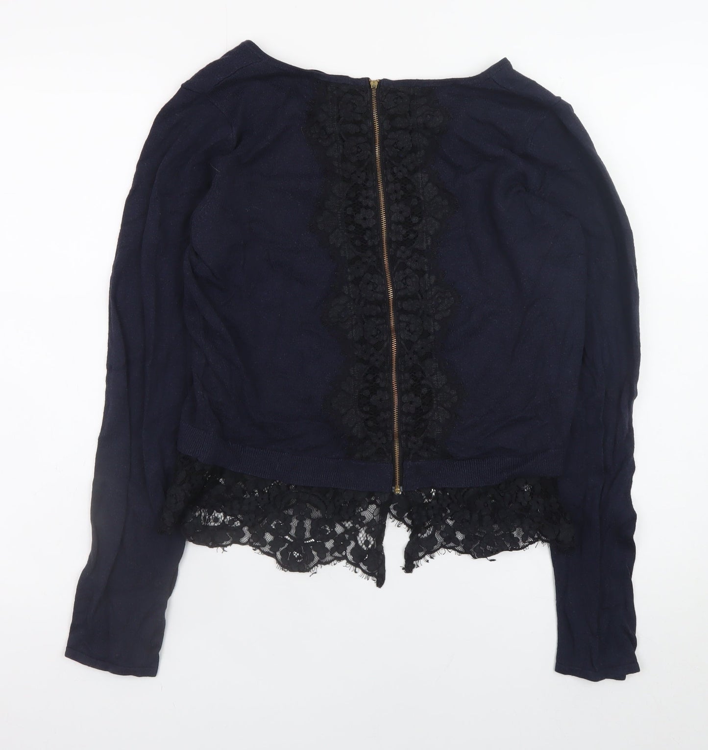 Coast Womens Blue Lace Hem Jumper Small Elegant Long Sleeve Knit