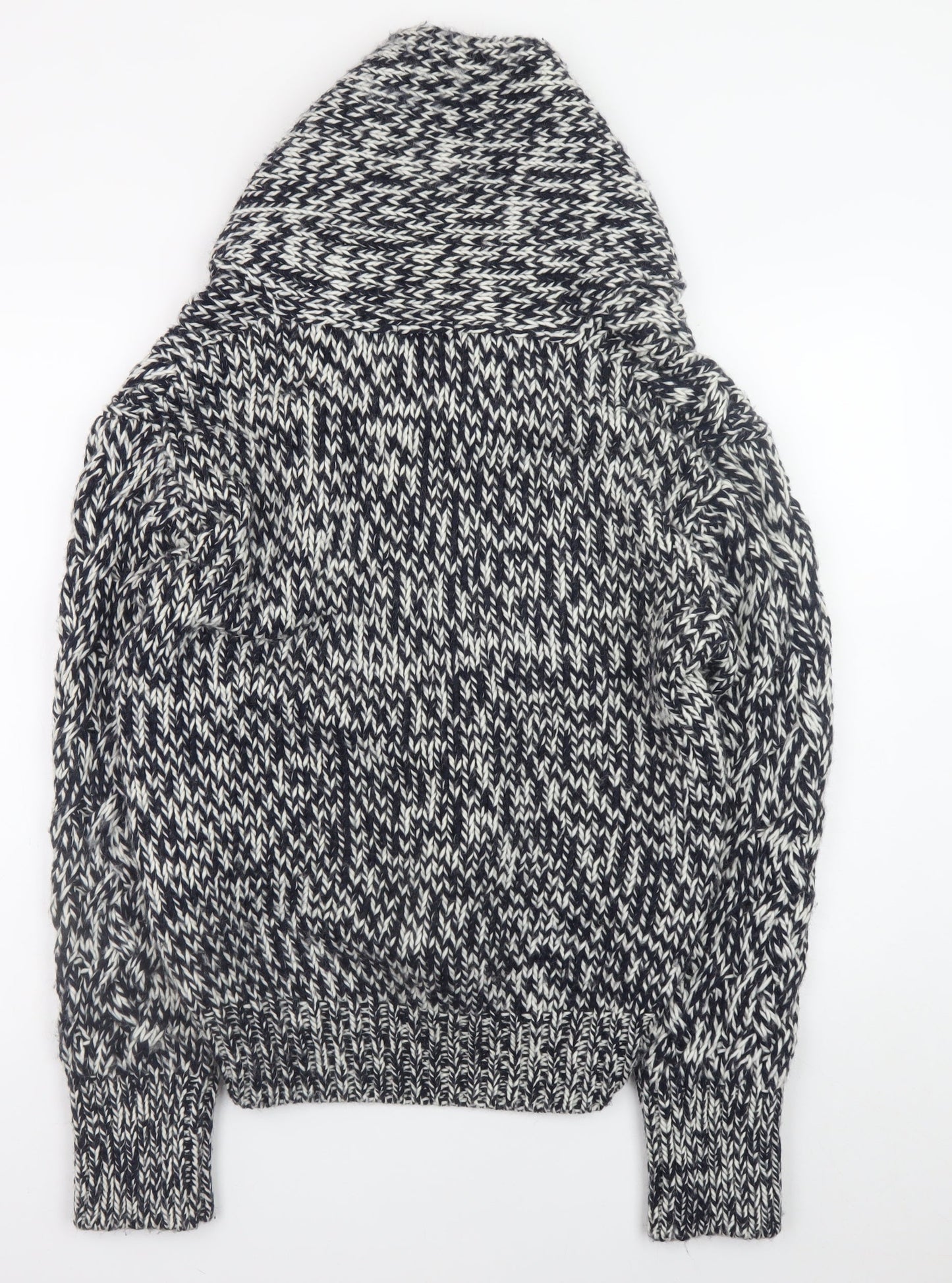 Zara Man Men's Grey Chunky-Knit Shawl Collar Pullover Jumper Size L