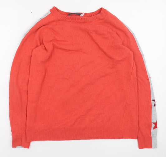 Mint Velvet Women Red Crew Neck Long Sleeve Star Jumper Size 10