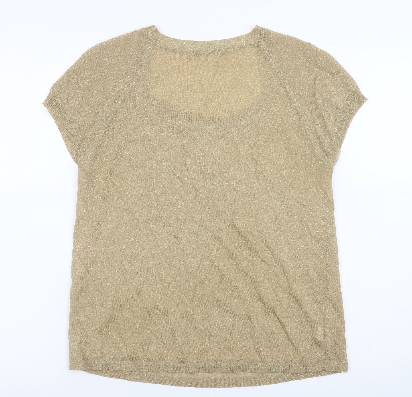 OLDAVI Women’s Gold Short Sleeve Blouse Size 18 Viscose Knit