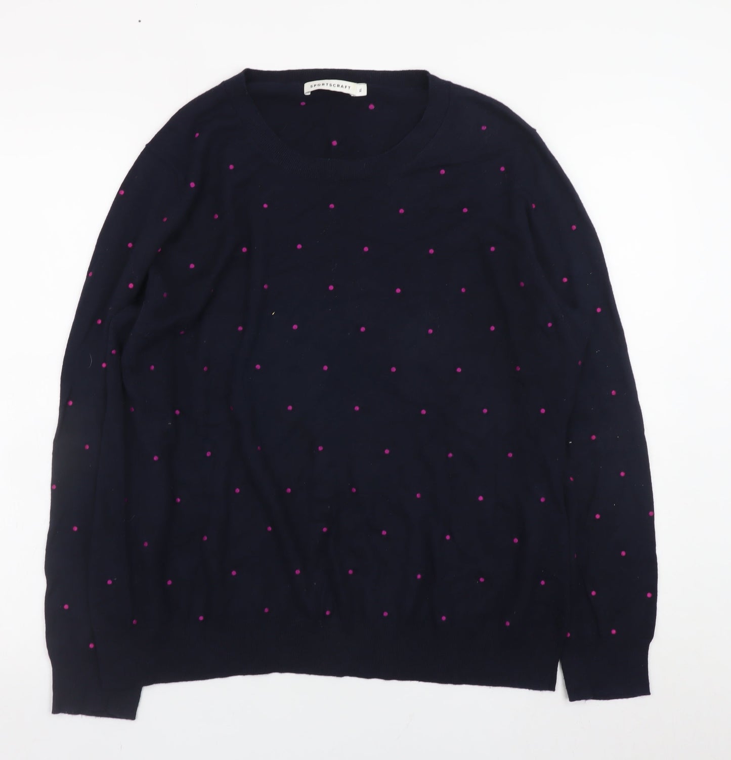Sportscraft Women's Blue Polka Dot Cotton Cashmere Jumper XL