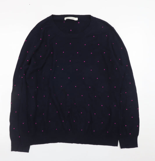 Sportscraft Women's Blue Polka Dot Cotton Cashmere Jumper XL