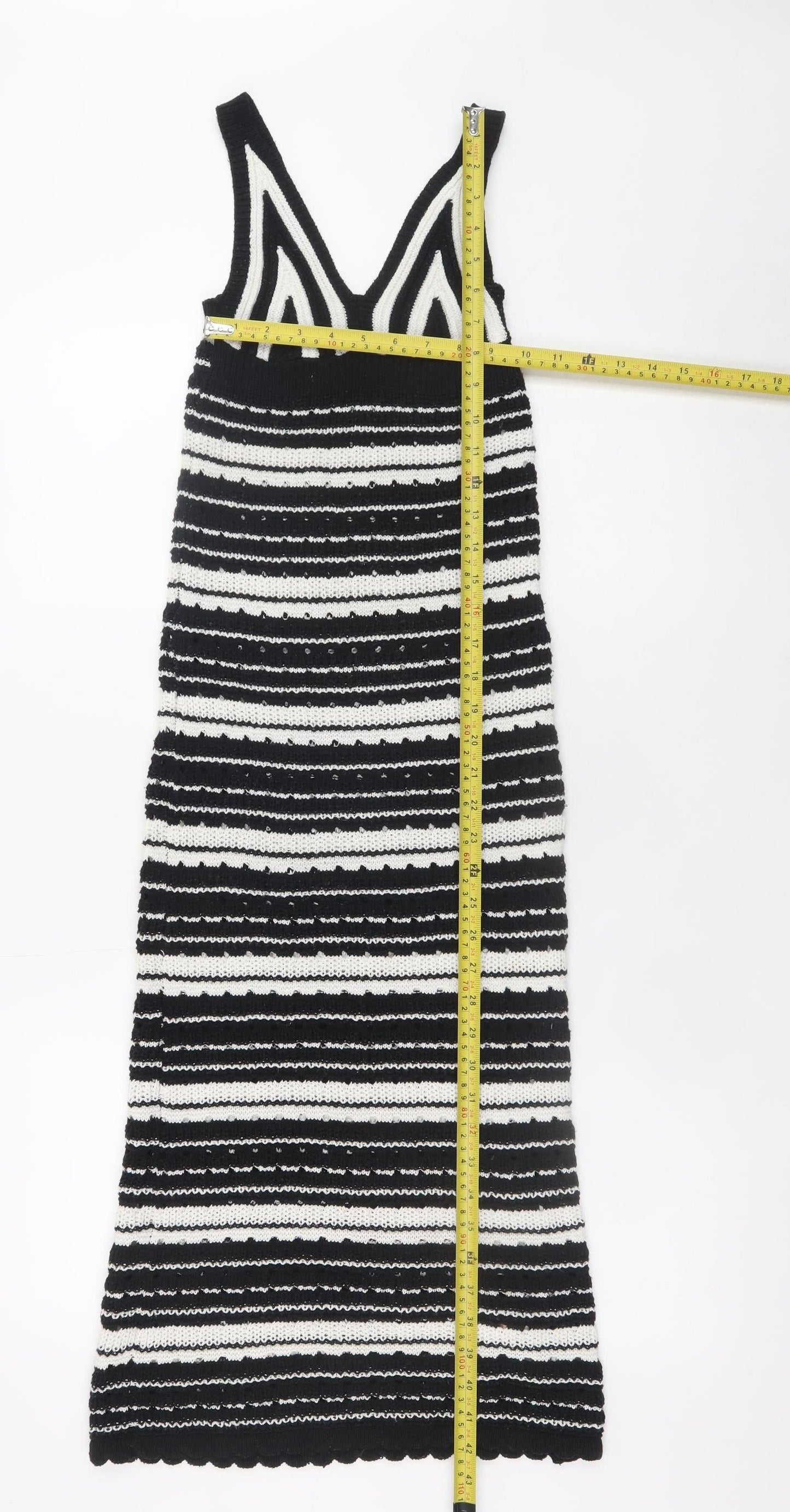 New Look Petite Black & White Striped Knit Slip Dress Size 6