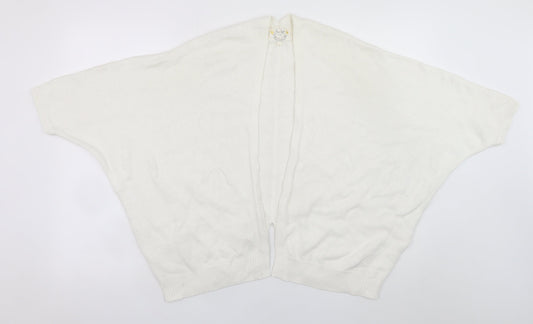 New Look Women Ivory Knit Cape Cardigan M Dolman Sleeve Open Front