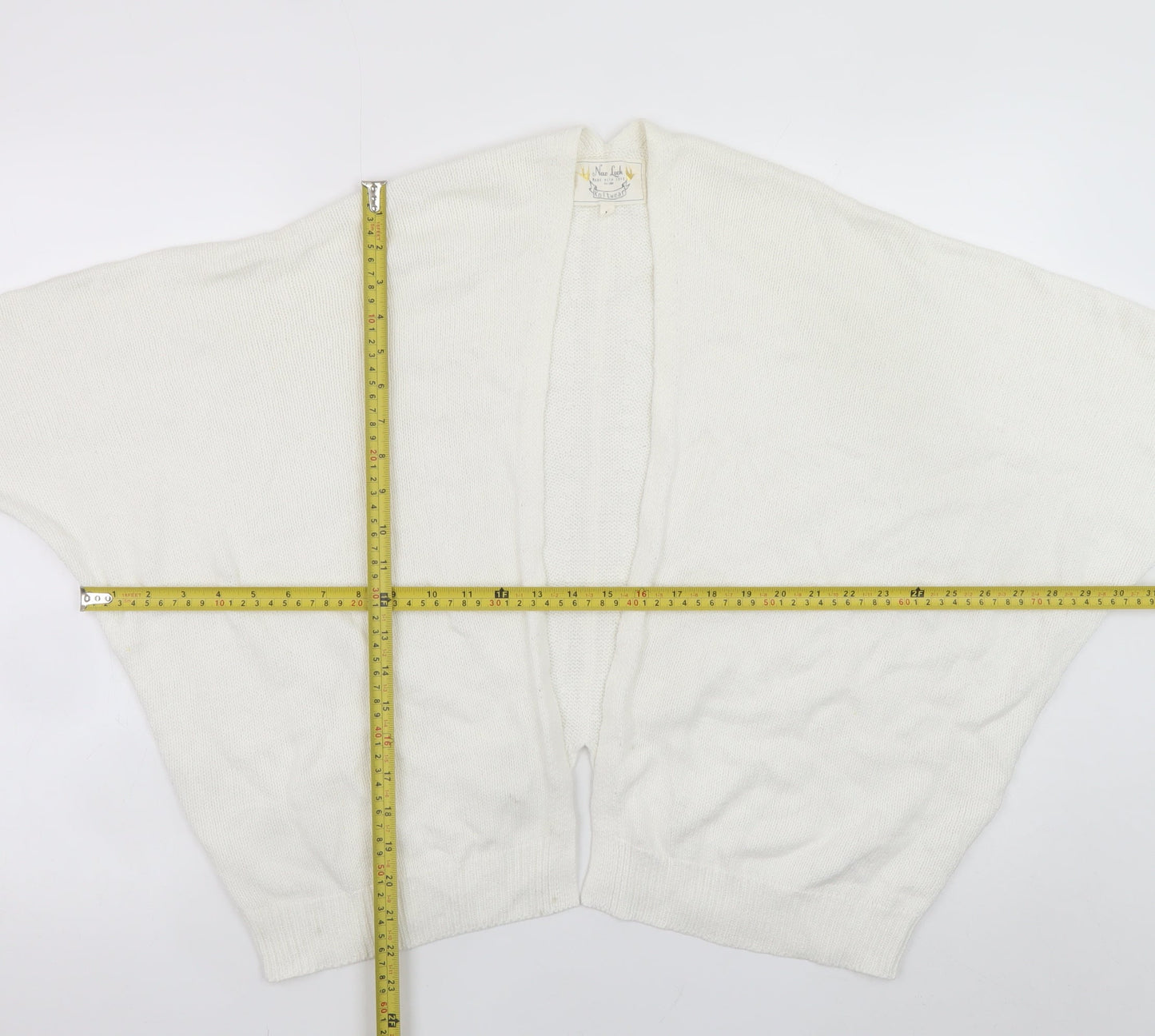 New Look Women Ivory Knit Cape Cardigan M Dolman Sleeve Open Front