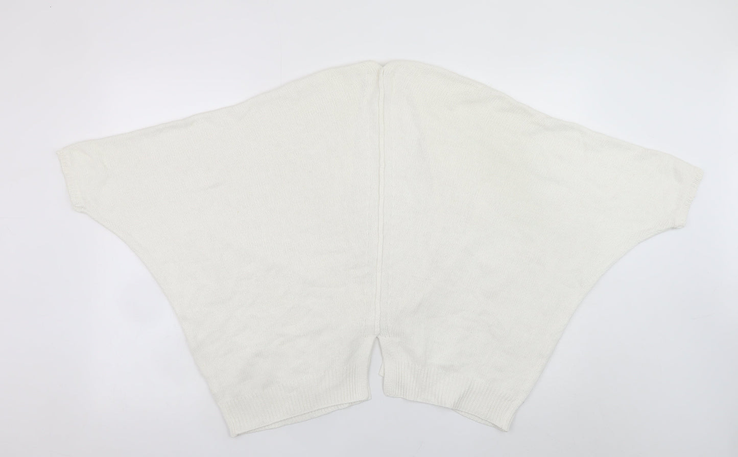 New Look Women Ivory Knit Cape Cardigan M Dolman Sleeve Open Front