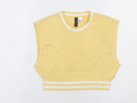 H&M Divided Women's Yellow Cable Knit Sleeveless Vest XS