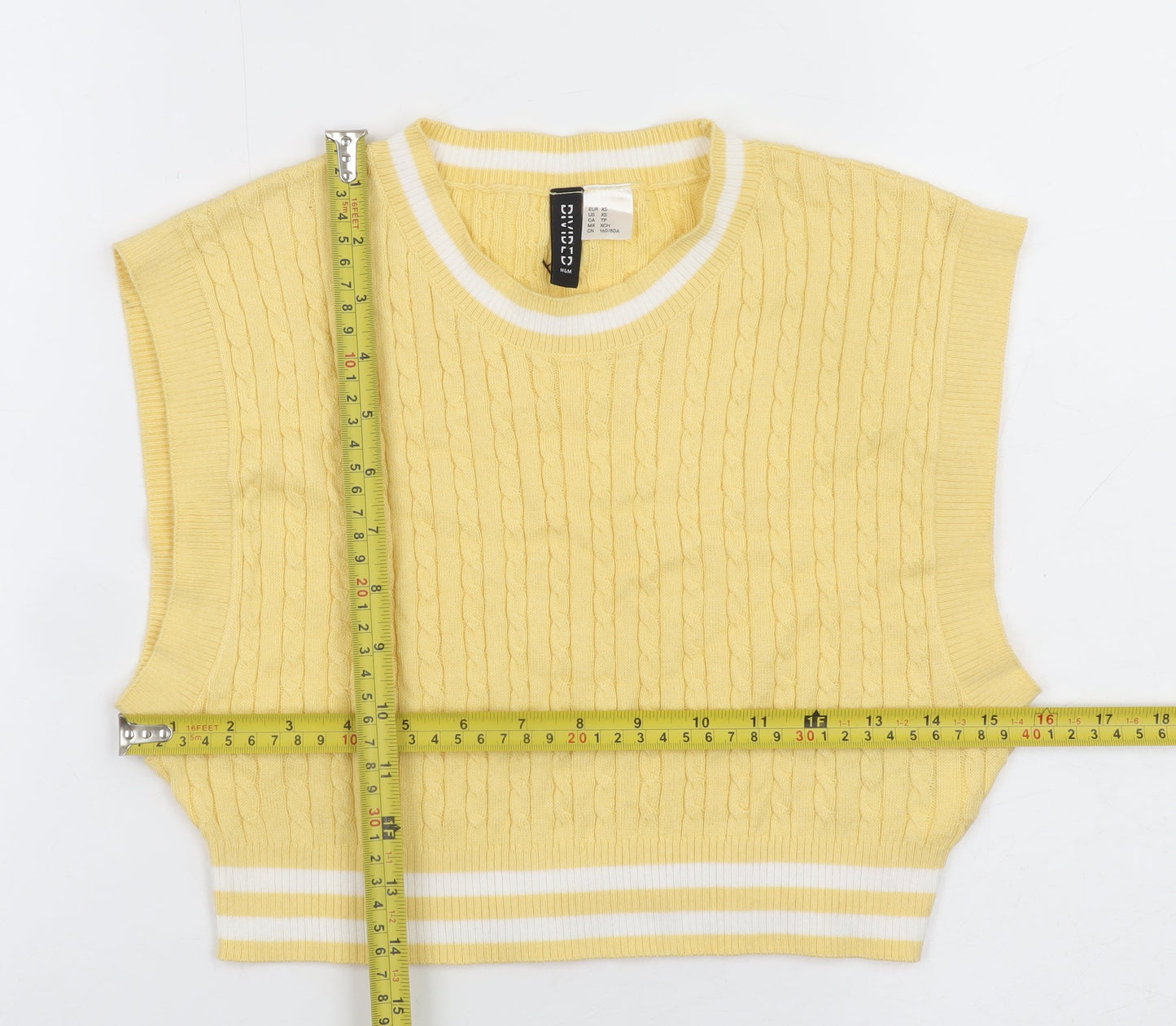H&M Divided Women's Yellow Cable Knit Sleeveless Vest XS