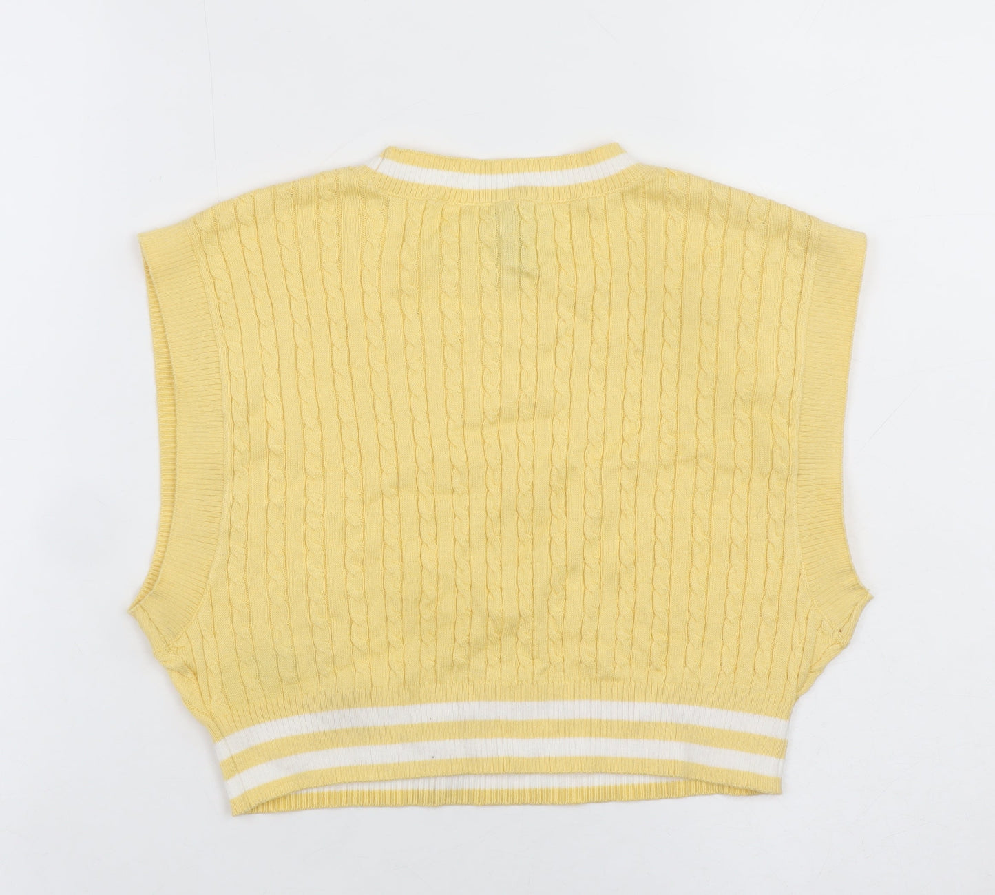 H&M Divided Women's Yellow Cable Knit Sleeveless Vest XS