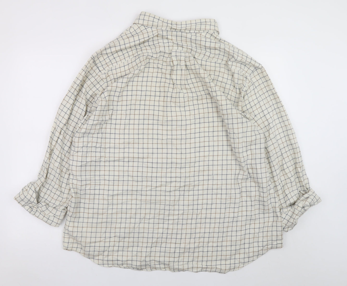 Uniqlo Men Beige Check Cotton Button-Up Shirt XXL
