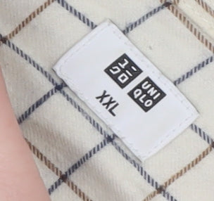 Uniqlo Men Beige Check Cotton Button-Up Shirt XXL