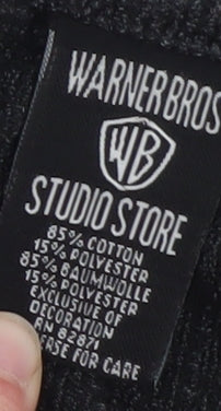 Warner Bros Studio Store Men's Black XL V-Neck Vintage Striped T-Shirt
