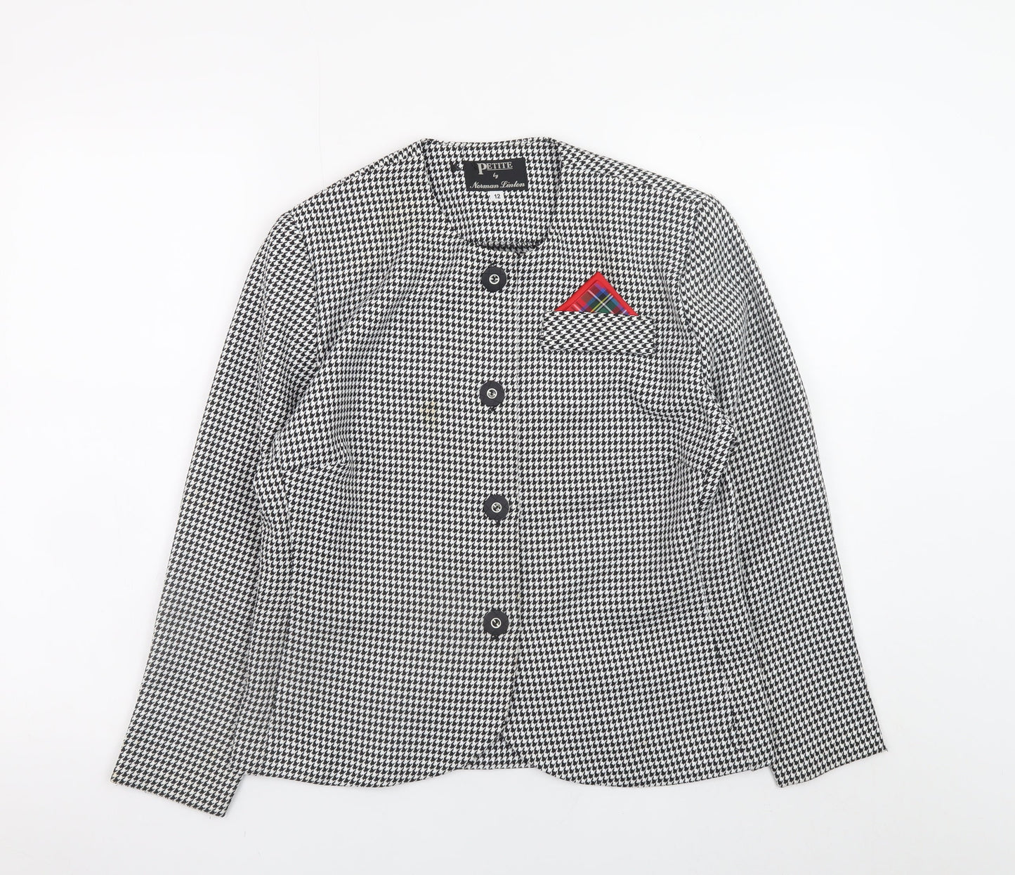Norman Linton Petite Women’s Black Houndstooth Blazer Size 12