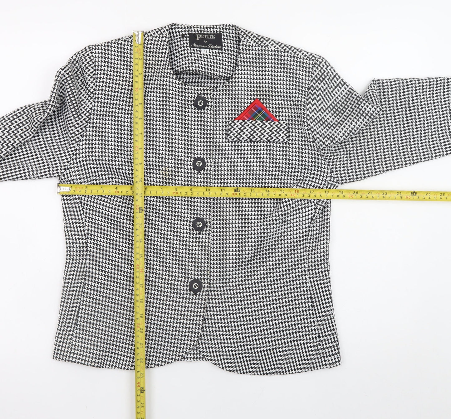 Norman Linton Petite Women’s Black Houndstooth Blazer Size 12