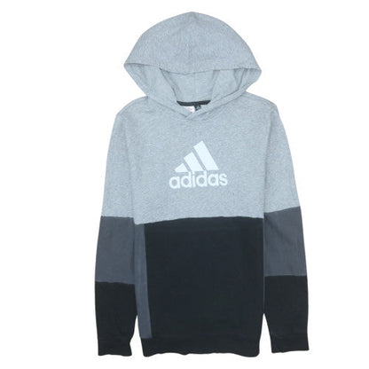 Additional front view of Adidas boys’ grey colourblock pullover hoodie 14 years