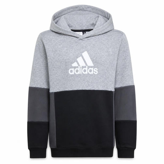 Adidas Boys Grey Colourblock Pullover Hoodie 14 Years