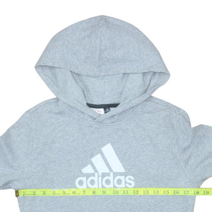 Back view of Adidas boys’ grey colourblock pullover hoodie 14 years