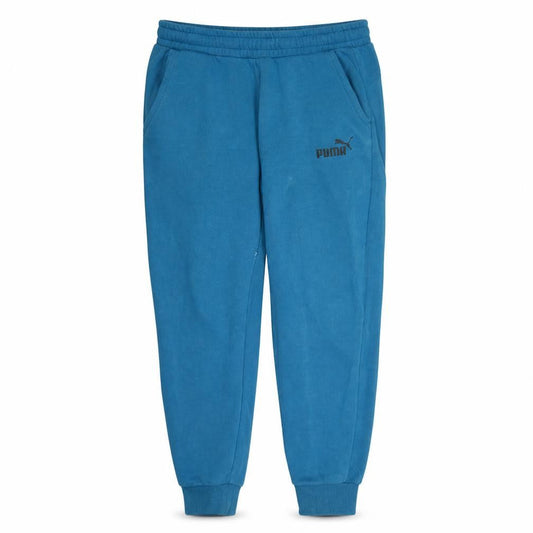 Front view of Puma Men's Blue Fleece Jogger Trousers, size M, Elastic Waist
