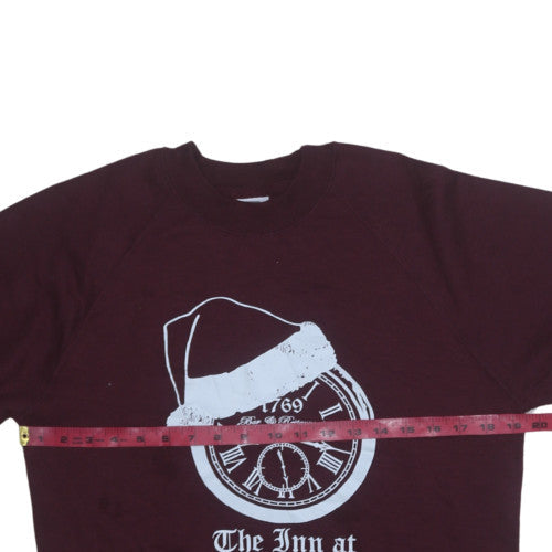 Russell Womens Burgundy Christmas Graphic Sweatshirt XS