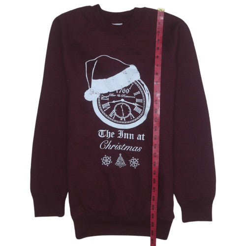 Russell Womens Burgundy Christmas Graphic Sweatshirt XS