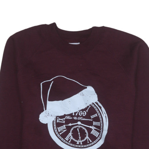 Russell Womens Burgundy Christmas Graphic Sweatshirt XS