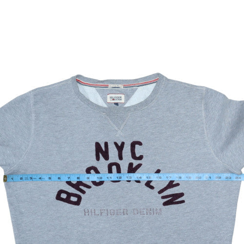 Hilfiger Denim Men's Grey Crew Neck Sweatshirt NYC Brooklyn M