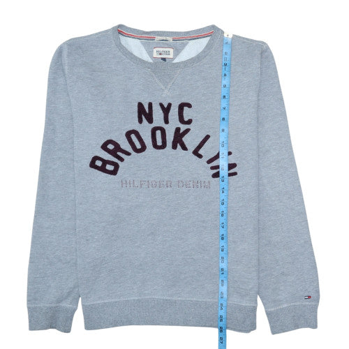 Hilfiger Denim Men's Grey Crew Neck Sweatshirt NYC Brooklyn M